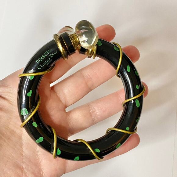 VTG 80s Rare Christian Dior Poison Empty Perfume Glass Bangle Bracelet Atomizer - Picture 2 of 11